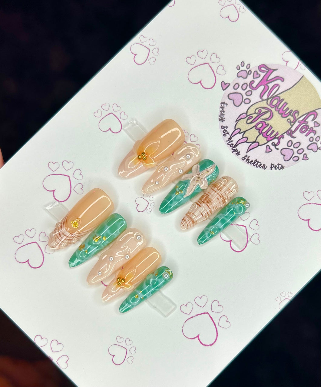 Beachy Handmade Press on Nails