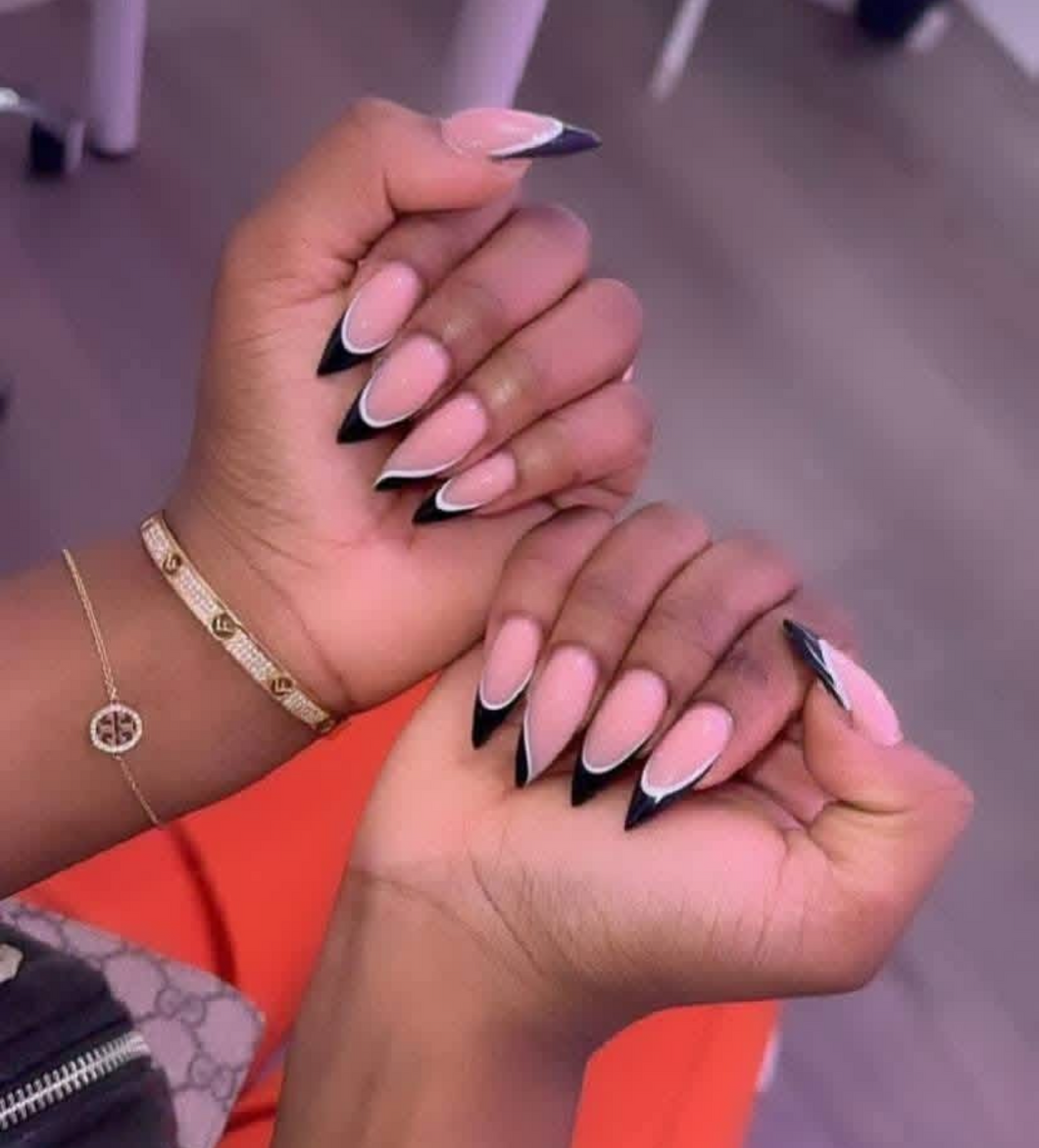 Black & White French-tip Abstract Nails